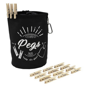 JVL Large Peg Bag with 204 Wooden Pegs