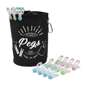 JVL Large Peg Bag with 72 Prism Soft Touch Mini Pegs