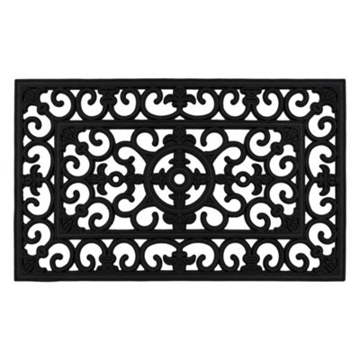 JVL Lexi Wrought Iron Effect Rubber Doormat, 45x75cm DIY at B&Q