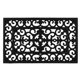 JVL Lexi Wrought Iron Effect Rubber Doormat,  45x75cm