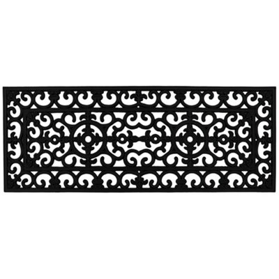 JVL Lexi Wrought Iron Effect Rubber Patio Mat, 45x120cm