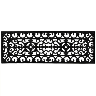 JVL Lexi Wrought Iron Effect Rubber Step Mat, 25x75cm