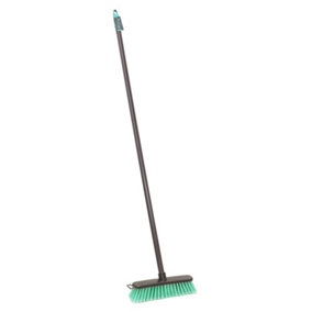 JVL Lightweight Indoor Angled Soft Bristle Sweeping Brush Broom,  Teal