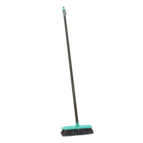 JVL Lightweight Outdoor Hard Bristle Sweeping Brush Broom, Grey/Turquoise