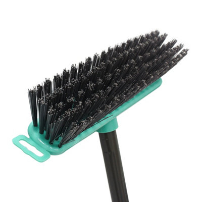 JVL Lightweight Outdoor Hard Bristle Sweeping Brush Broom, Grey/Turquoise