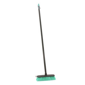 JVL Lightweight Outdoor Hard Bristle Sweeping Brush Broom, Turquoise/Grey