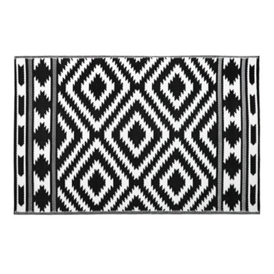 JVL Lightweight Reversible Plastic Woven Outdoor Rug, 120x170cm, Aztec