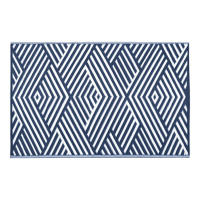 JVL Lightweight Reversible Plastic Woven Outdoor Rug, 120x170cm, Geo