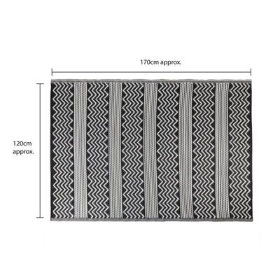 JVL Lightweight Reversible Plastic Woven Outdoor Rug, 120x170cm, ZigZag