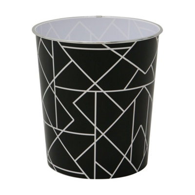 JVL Linear Black Waste Paper Bin, 27x25cm, Set of 2