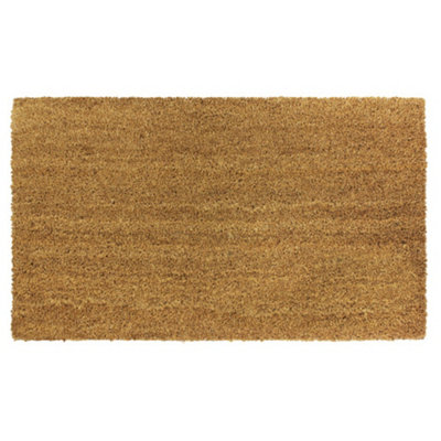 JVL Manor Plain Natural Coir Latex Backed Door Mat, Plastic/Vinyl, 40x70cm Brown