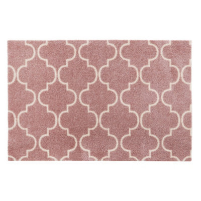 JVL Mega Machine Washable Door Mat 50 x 75 cm, Rose Lattice