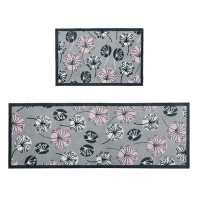 JVL Mega Machine Washable Doormat and Runner, Dandelion Seeds