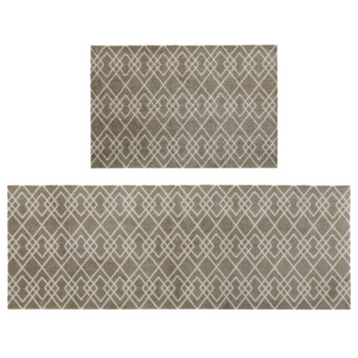 JVL Mega Machine Washable Doormat and Runner, Diamond and Trellis