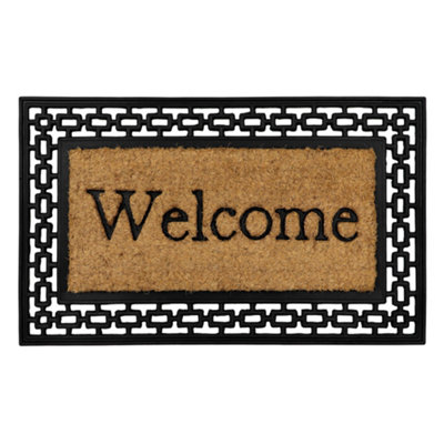 JVL Mila Embossed Rubber Tuffscrape Doormat, 45x75cm