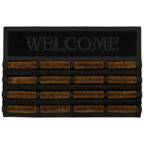 JVL Nimbus Rubber Coir Scraper Tuffscrape Doormat, 40x60cm, Welcome