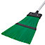 JVL Outdoor Garden Hard Bristled Broom Brush Rake with Extendable Handle, Green