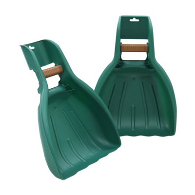 JVL Outdoor Garden Leaf Grabber Scoop, Set of 2, Green