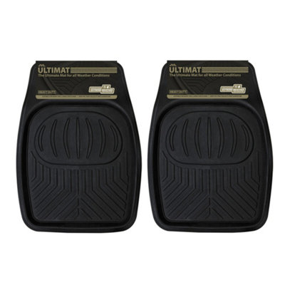 JVL Pair of Heavy Duty Lipped Universal Rubber Car Mat, Mud/Snow Floor Tray, Ultimat