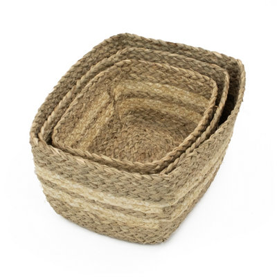 JVL Palma Natural Storage Baskets - Set of 3