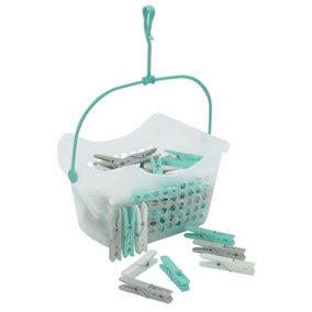 JVL Plastic Peg Basket with 100 Strong Hold Pegs