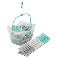 JVL Plastic Peg Basket with 72 Extra Strong Pegs
