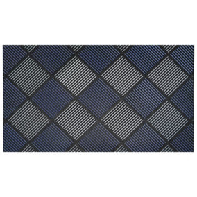 JVL Platina Scraper Rubber Doormat, 40x70cm, Silver/Blue