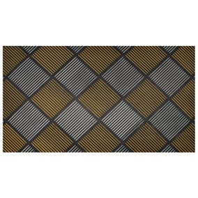 JVL Platina Scraper Rubber Doormat, 40x70cm, Silver/Gold