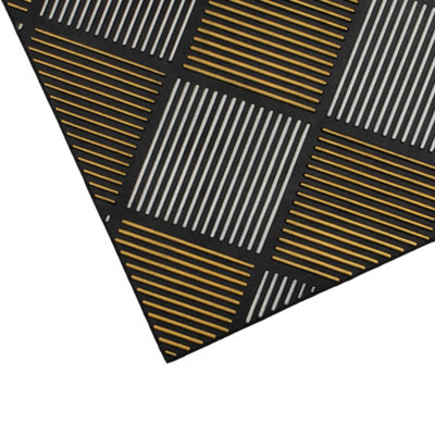 JVL Platina Scraper Rubber Doormat, 40x70cm, Silver/Gold