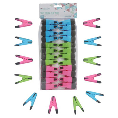 JVL Prism Soft Touch Clip Pegs, Pack of 24