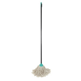 JVL Pure Cotton Traditional String Floor Mop, Turquoise/Grey