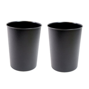 JVL Quality Vibrance Lightweight Plastic Waste Paper Basket/Bin, Black, Set of 2