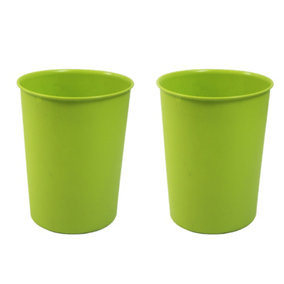 JVL Quality Vibrance Lightweight Plastic Waste Paper Basket/Bin, Green, Set of 2