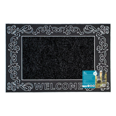 JVL Rico PVC Doormat 45x70cm - Scroll | DIY at B&Q