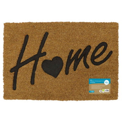 JVL Rubber Embossed PVC Backed Coir Doormat, 40x60cm, Home