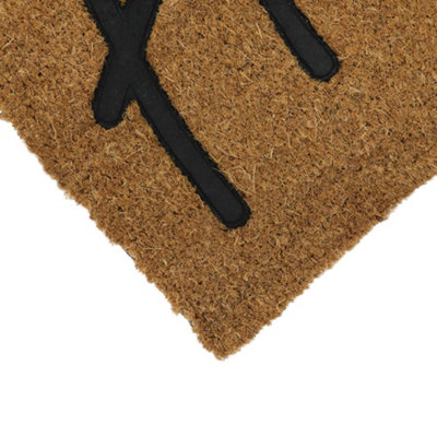 JVL Rubber Embossed PVC Backed Coir Doormat, 40x60cm, Home