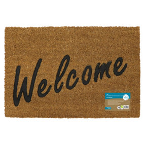JVL Rubber Embossed PVC Backed Coir Doormat, 40x60cm, Welcome