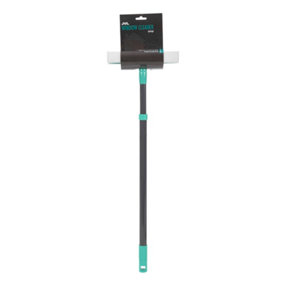 JVL Rubber Squeegee Sponge Window Cleaner with Extendable Pole,  Turquoise/Grey