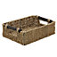 JVL Seagrass Set of 3 Rectangular Storage Baskets with Wooden Handles