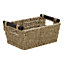 JVL Seagrass Set of 3 Tapered Storage Baskets with Wooden Handles