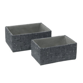 JVL Shadow Rectangular Fabric Storage Baskets, Set of 2