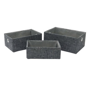 JVL Shadow Rectangular Fabric Storage Baskets, Set of 3