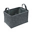 JVL Shadow Rectangular Fabric Storage Baskets with Handles, Set of 3