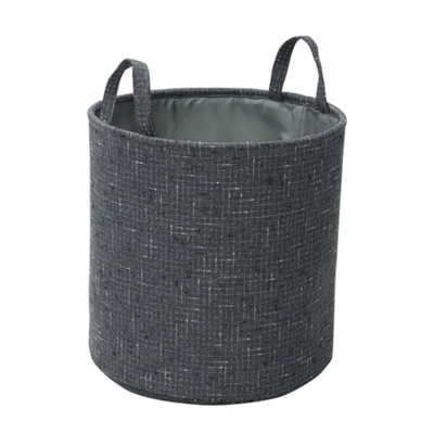 JVL Shadow Round Fabric Storage Baskets with Handles, Set of 3