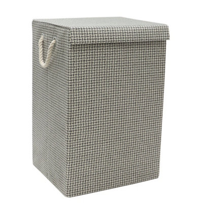 JVL Silva Fabric Foldable Laundry Hamper with Lid and Handles, Grey