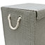 JVL Silva Fabric Foldable Laundry Hamper with Lid and Handles, Grey