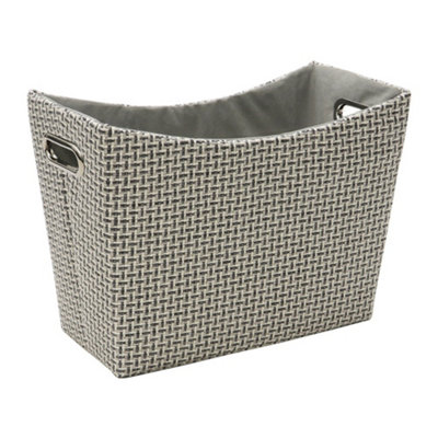 JVL Silva Fabric Magazine Holder with Inset Handles, Grey