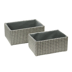JVL Silva Rectangular Fabric Storage Baskets, Set of 2, Grey