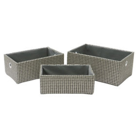 JVL Silva Rectangular Fabric Storage Baskets, Set of 3, Grey