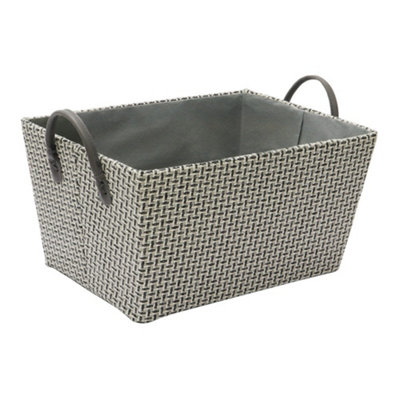 JVL Silva Rectangular Fabric Storage Box with Handles, Grey